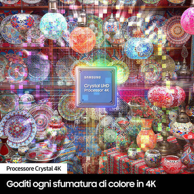 Samsung TV UHD 4K 55” UE55DU7100 Smart TV Wi-Fi Black 2024, Processore Crystal 4K, 4K Upscaling, Slim Look Design, OTS Lite