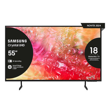 Samsung TV UHD 4K 55” UE55DU7100 Smart TV Wi-Fi Black 2024, Processore Crystal 4K, 4K Upscaling, Slim Look Design, OTS Lite